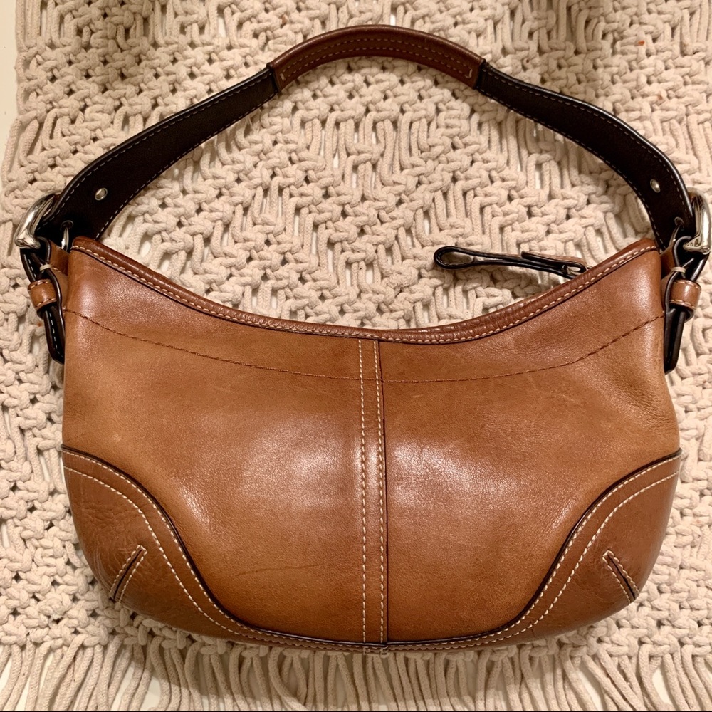 COACH small vintage tan leather hobo purse